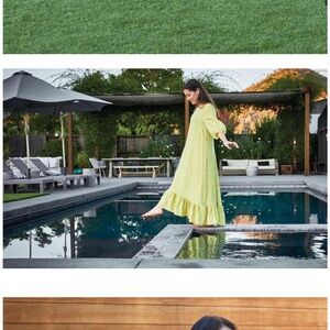 Bryn Walker Lana linen Maxi Dress puff sleeve ruffle hem